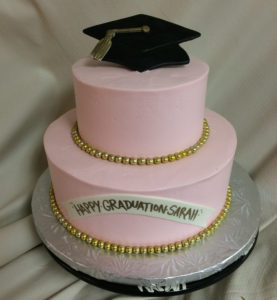 Graduation Cake pink and gold
